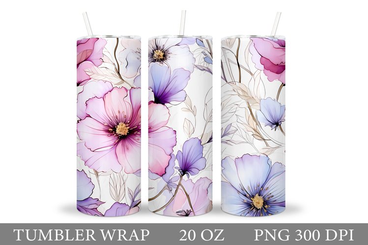 Flowers Tumbler Wrap Design. Sublimation Tumbler Flowers