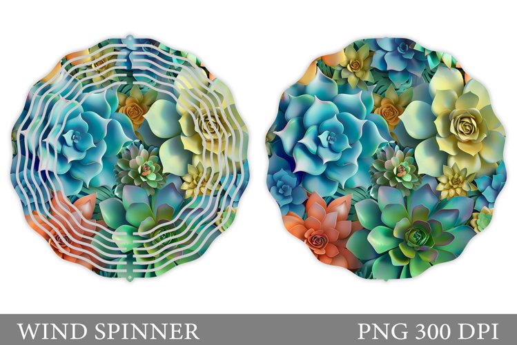 Succulents Wind Spinner Design. Flowers Spinner Sublimation example image 1