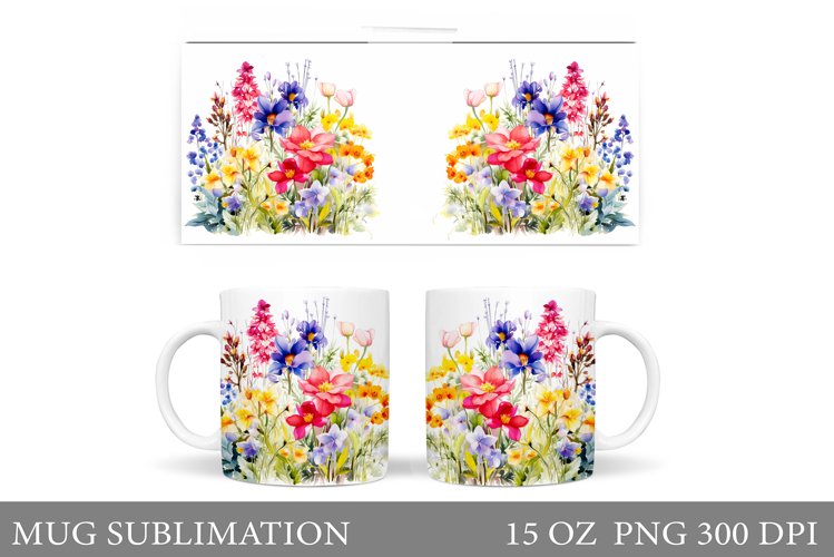Wildflowers Mug Design. Flowers Mug Sublimation example image 1