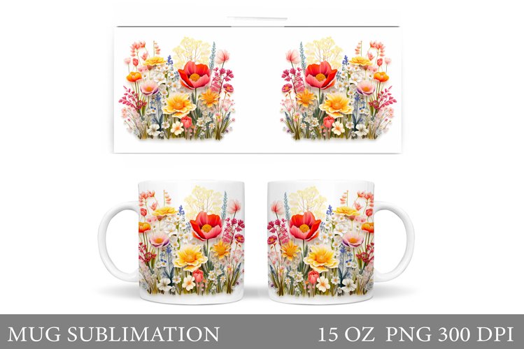 Flowers Mug Sublimation. Wildflowers Mug Sublimation
