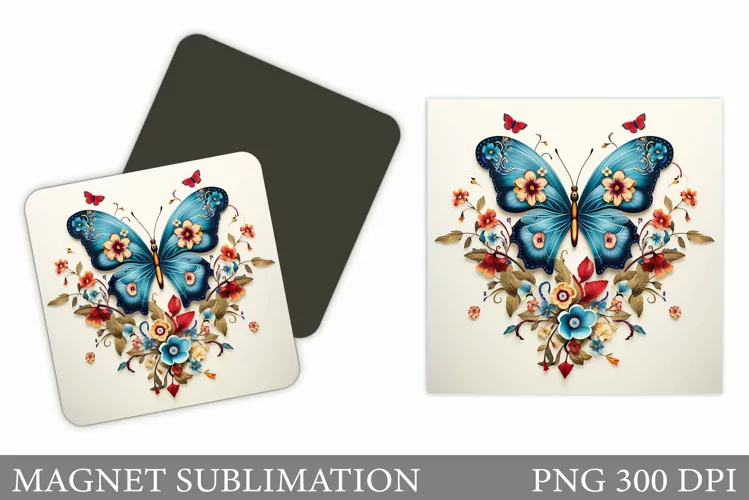 Butterfly Magnet Design. Flowers Magnet Sublimation