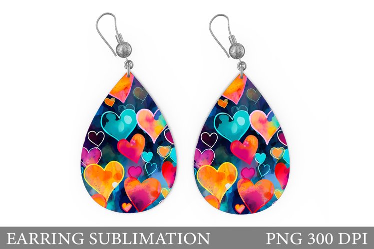 Hearts Earring Sublimation. Hearts Valentines Earring