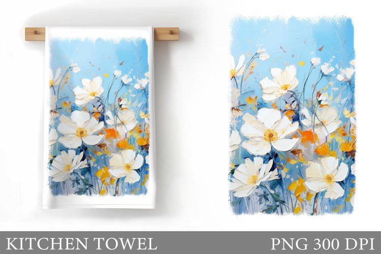 Flowers Kitchen Towel Design. Kitchen Towel Sublimation example image 1