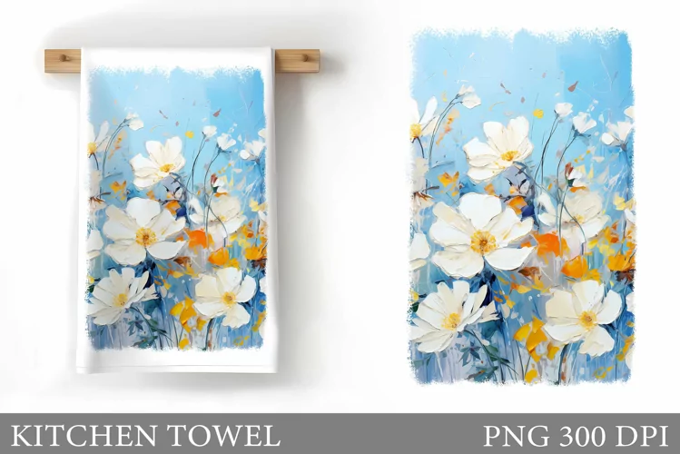 Flowers Kitchen Towel Design. Kitchen Towel Sublimation
