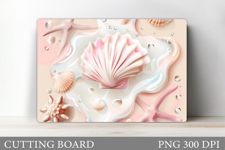 3D Seashell Cutting Board. Sea Cutting Board Sublimation example image 1