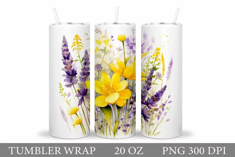 Flowers Tumbler Design. Wildflowers Tumbler Sublimation