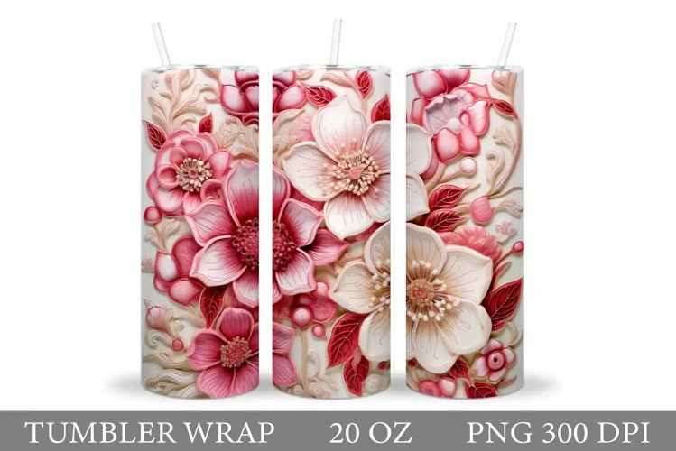 3D Flowers Tumbler Design. Flowers Tumbler Sublimation