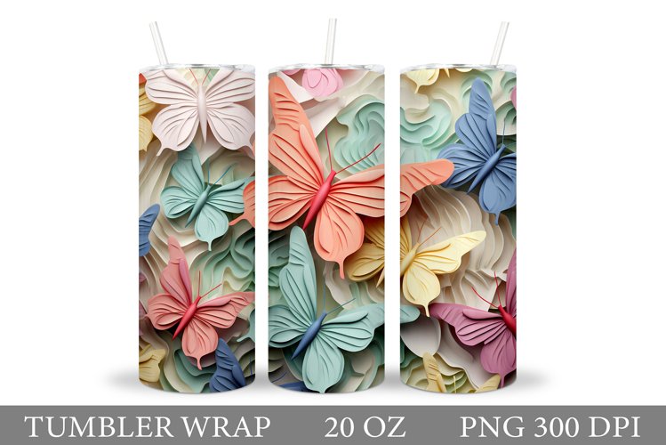 Colorful Butterflies Tumbler. Butterfly Tumbler Design
