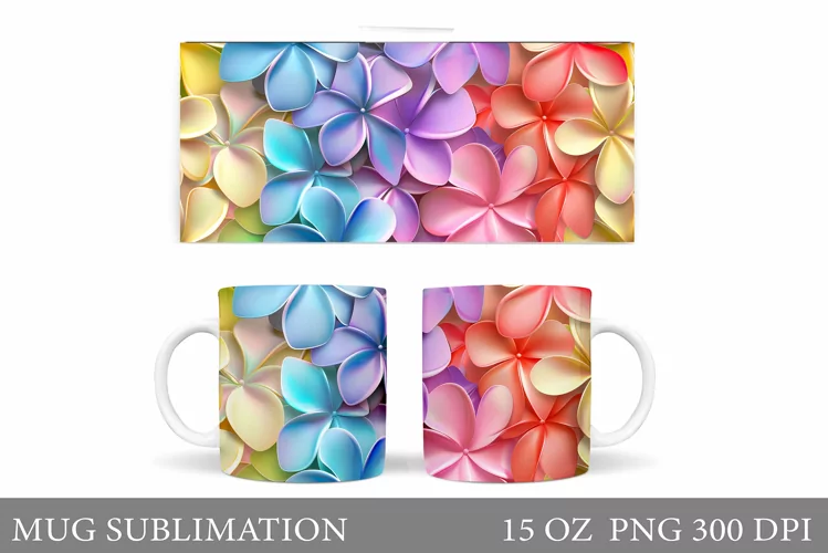 Flowers Mug Wrap Sublimation. Flowers Mug Wrap Design