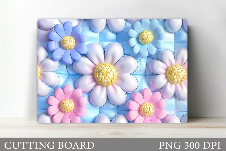 Daisy Flowers Cutting Board. Floral Cutting Board Design