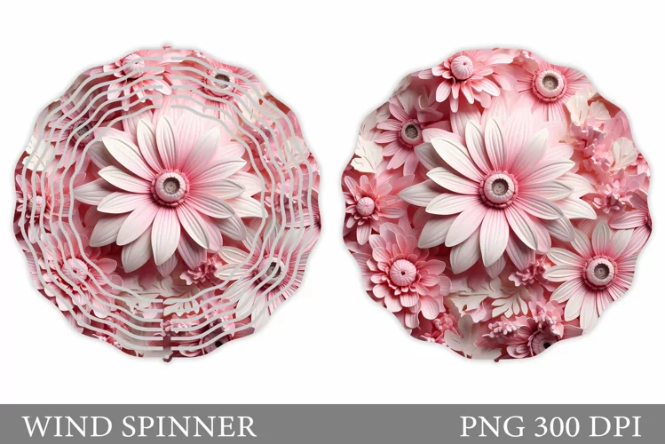 3D Flowers Wind Spinner. Flowers Wind Spinner Sublimation