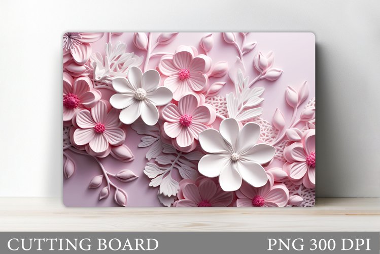 Spring Flowers Cutting Board. 3D Flowers Cutting Board example image 1