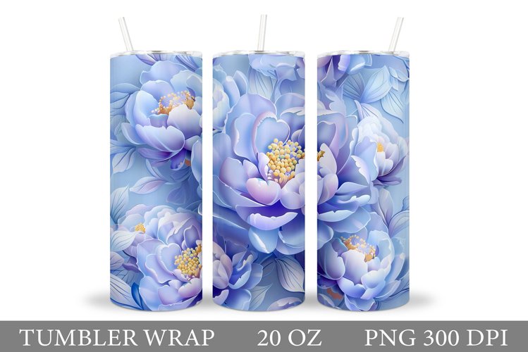 Peony Tumbler Wrap Design. Flowers Tumbler Sublimation