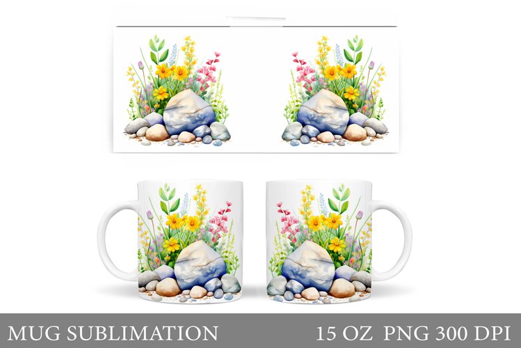 Flowers Mug Wrap Sublimation. Flowers Mug Wrap Design example image 1