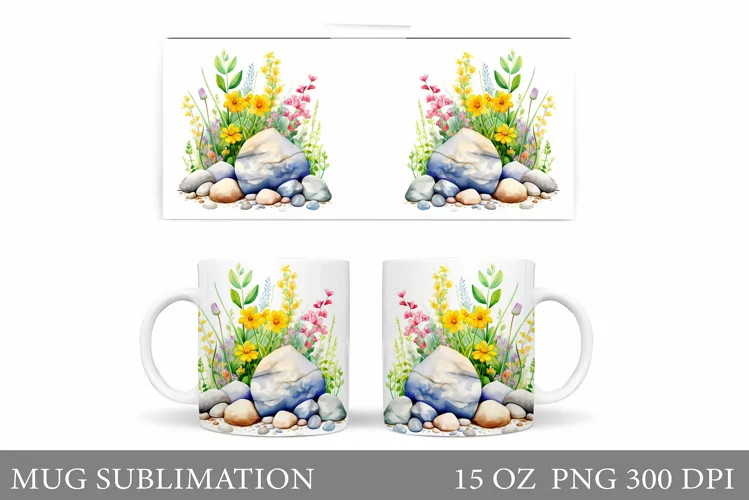 Flowers Mug Wrap Sublimation. Flowers Mug Wrap Design
