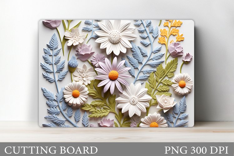 3D Flowers Cutting Board. Kitchen Cutting Board Sublimation example image 1