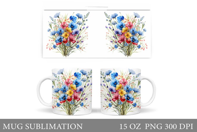 Wildflowers Mug Design. Flowers Mug Sublimation example image 1
