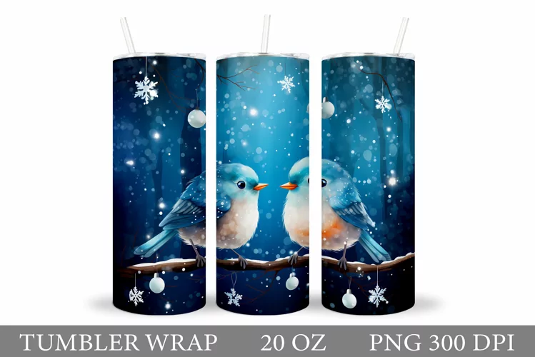 Winter Birds Tumbler. Christmas Birds Tumbler Sublimation