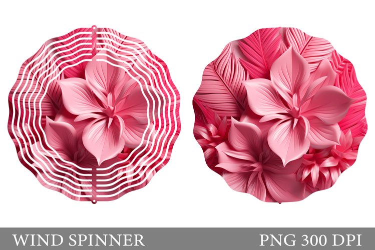 3D Flowers Wind Spinner. Flowers Wind Spinner Sublimation example image 1