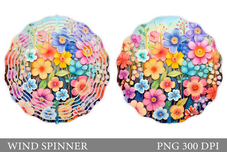 Colorful Flowers Wind Spinner. Flowers Spinner Design