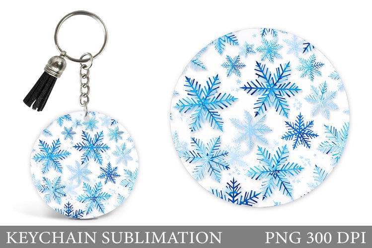 Snowflakes Keychain Design. Snowflakes Round Keychain