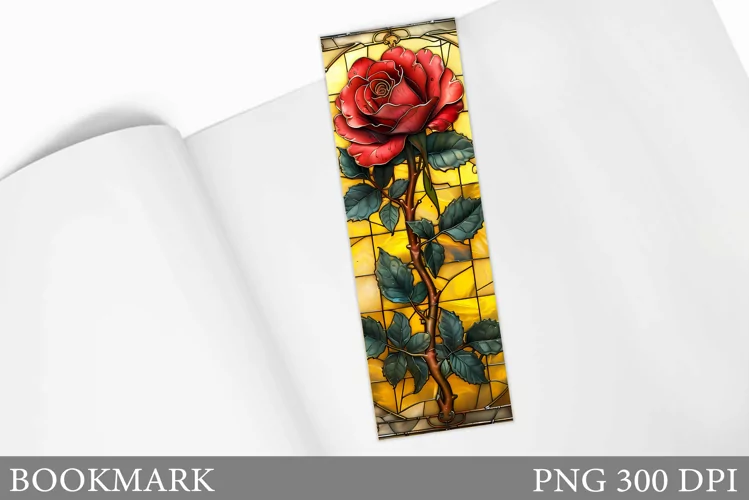 Stained Glass Bookmark. Rose Bookmark Sublimation