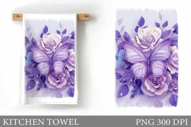 Butterfly Kitchen Towel. Roses Kitchen Towel Sublimation