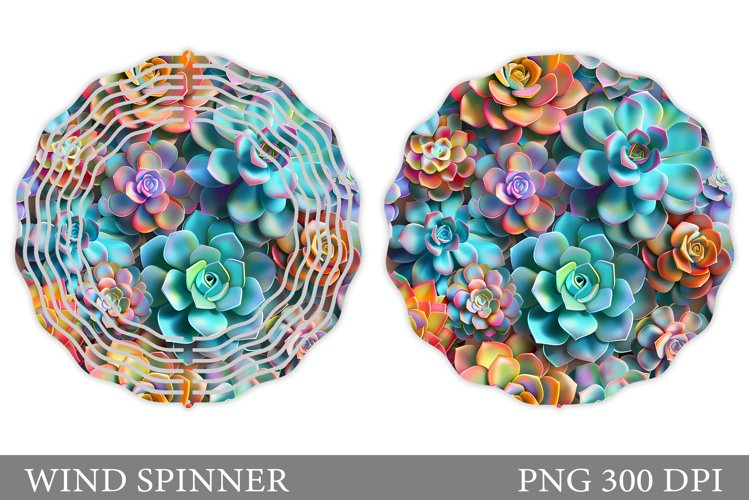 Succulents Wind Spinner Design. Flowers Spinner Sublimation