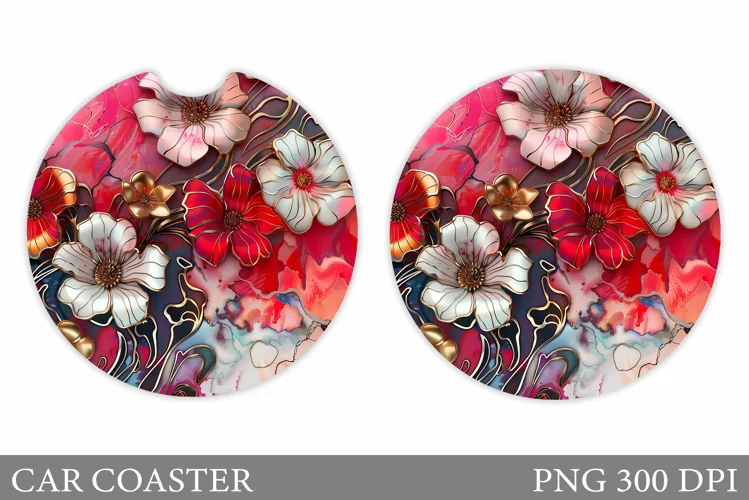 Flowers Car Coaster Design. Flowers Car Coaster Sublimation