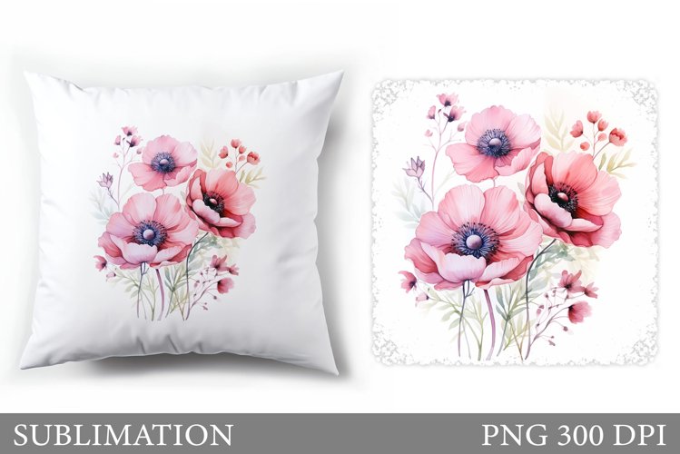 Flowers Pillow Sublimation. Floral Sublimation example image 1