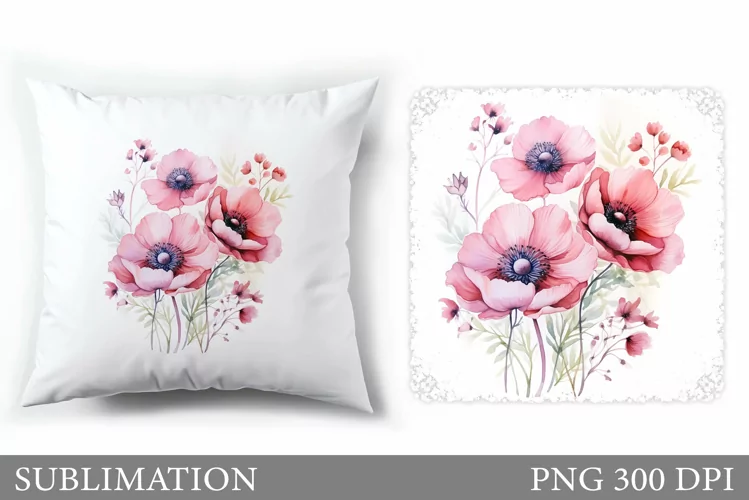 Flowers Pillow Sublimation. Floral Sublimation