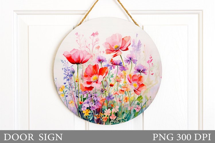 Wildflowers Door Sign Sublimation. Flowers Door Sign Design