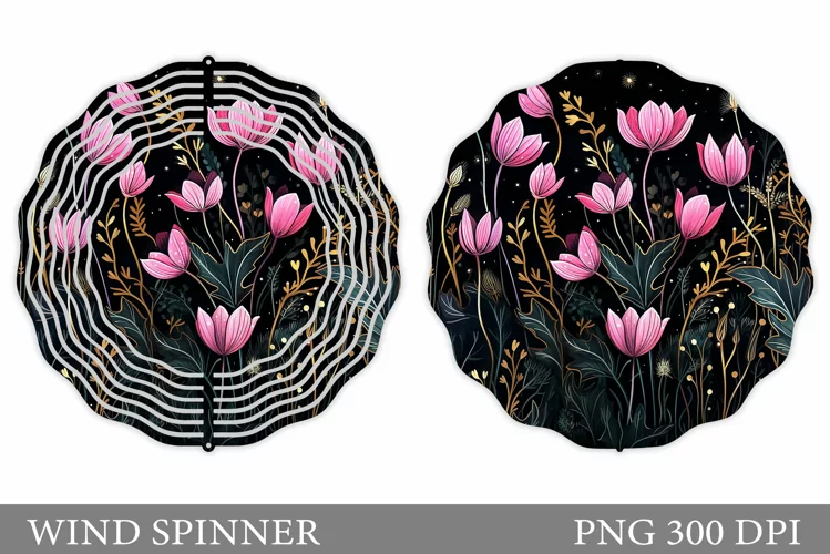Flowers Wind Spinner Design. Flowers Spinner Sublimation