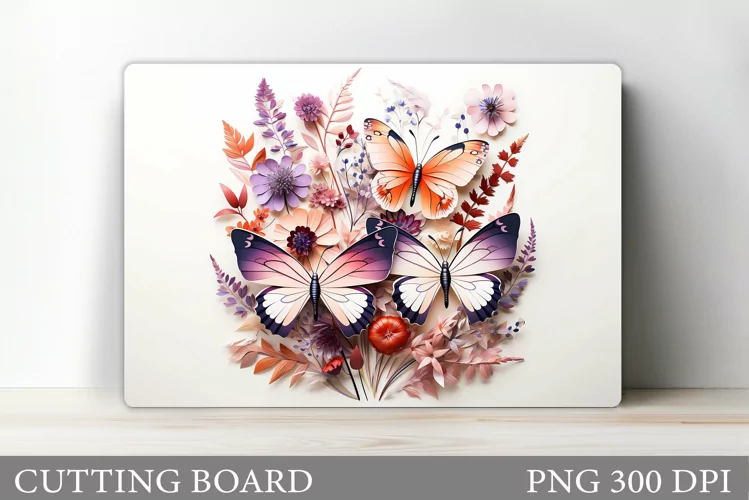 Butterflies Cutting Board. Flowers Cutting Board Design