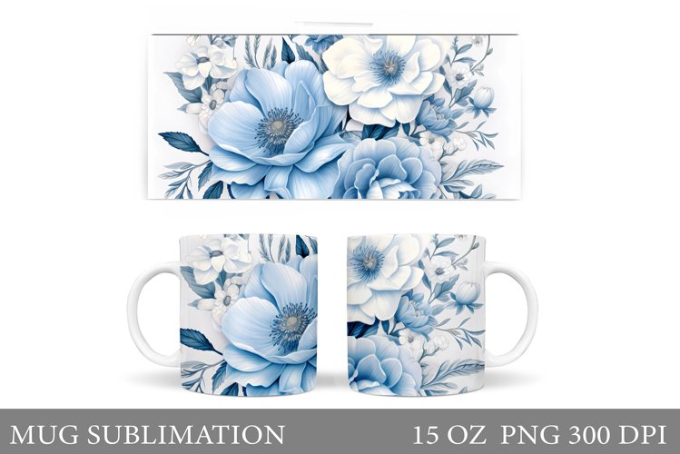 Flowers Mug Wrap Sublimation. Flowers Mug Wrap Design example image 1
