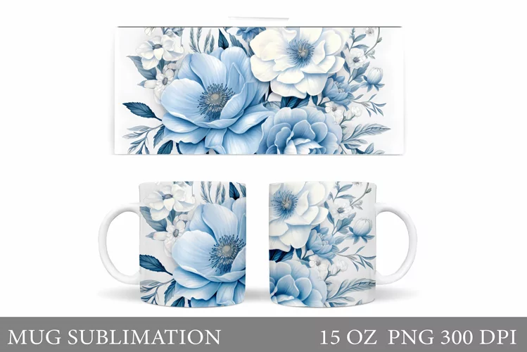 Flowers Mug Wrap Sublimation. Flowers Mug Wrap Design