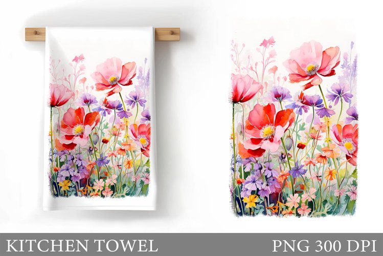 Flowers Kitchen Towel. Wildflowers Kitchen Towel Design example image 1