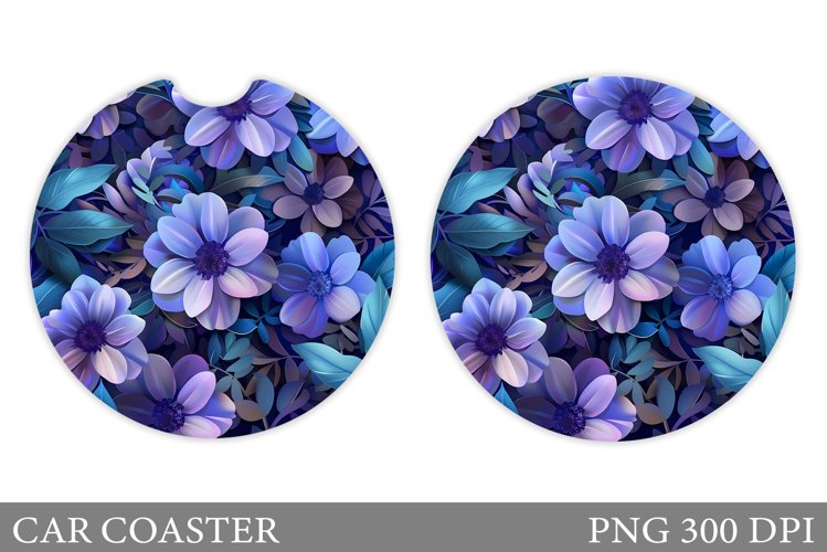 Flowers Car Coaster Sublimation. Floral Coaster Design
