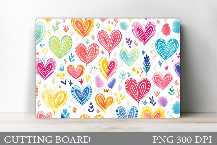 Colorful Hearts Cutting Board. Valentines Cutting Board