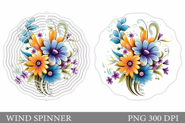 Flowers Wind Spinner Design. Flowers Spinner Sublimation