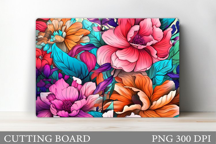 Flowers Cutting Board Design. Summer Flowers Cutting Board