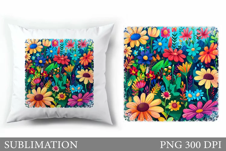Floral Sublimation. Flowers Pillow Sublimation
