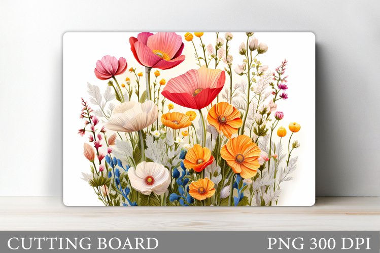 Wildflowers Cutting Board. Flowers Cutting Board Sublimation