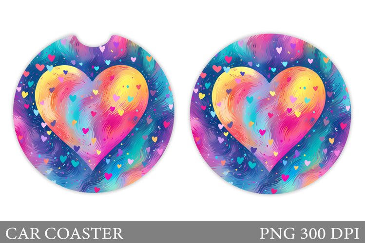 Hearts Car Coaster. Valentines Car Coaster Sublimation