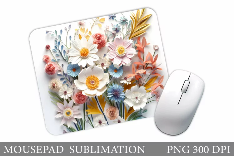 3D Wildflowers Mouse Pad. Flowers Mouse Pad Design