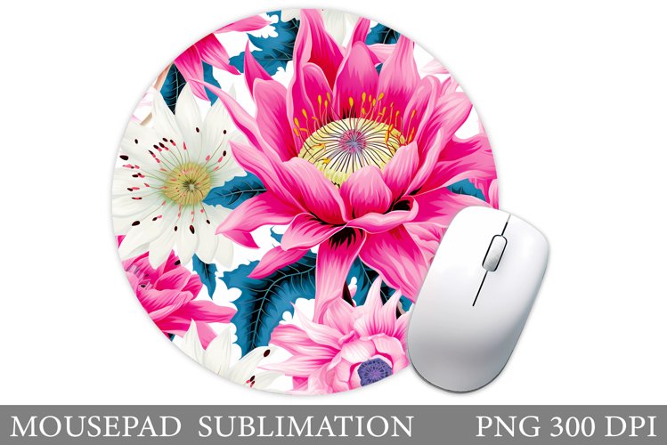 Flowers Mouse Pad Design. Flowers Round Mouse Pad Template example image 1