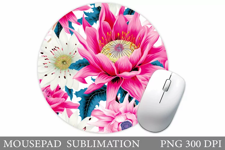 Flowers Mouse Pad Design. Flowers Round Mouse Pad Template