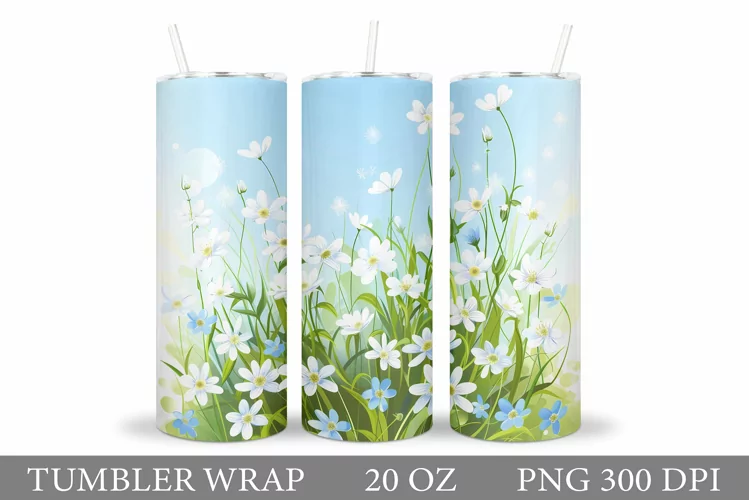 Flowers Tumbler Design. Wildflowers Tumbler Sublimation