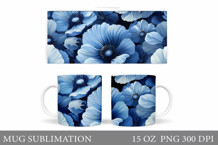 Flowers Mug Sublimation. Flowers Mug Wrap Design