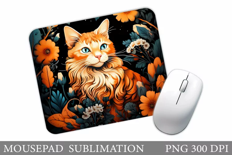 Cat Mouse Pad Design. Flowers Mouse Pad Sublimation